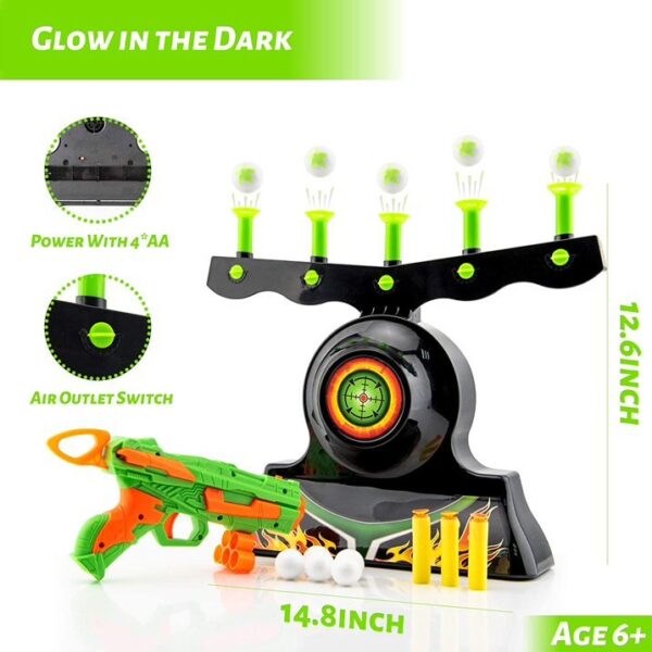 Shooting Games Toy For Age 6,7,8,9,10,Years Old Kids,Boys-Glow In The Dark Foam Blaster Toy With 10 Floating Ball Targets And 3 Foam Dart-Ideal Gift - Image 6